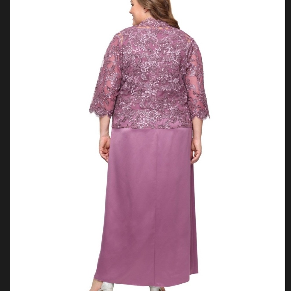 Alex Evenings Gown Set Women 18W NWT Mauve Lace Sequin 2PC MSRP $269 - Picture 2 of 10